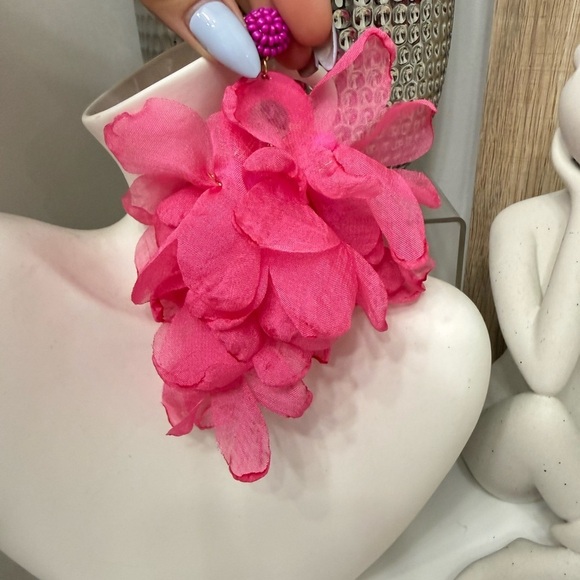 Accessories - Pink Floral Statement Earrings